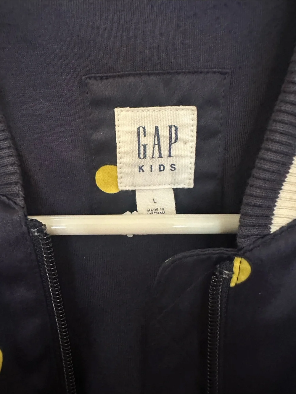 GAP Kids Navy Bomber Jacket with Yellow Polka Dots and Emoji Smiley Faces